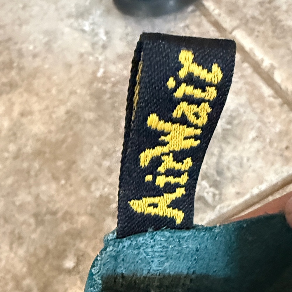 Dr. Martens Teal Pebbled Leather Boots with Black and Yellow Heel Loop 6.5 - Picture 2 of 6
